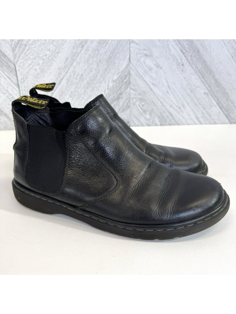 Dr Martens Conrad Mens US 12 Black Leather Chelsea Pull On Ankle Boots AW004